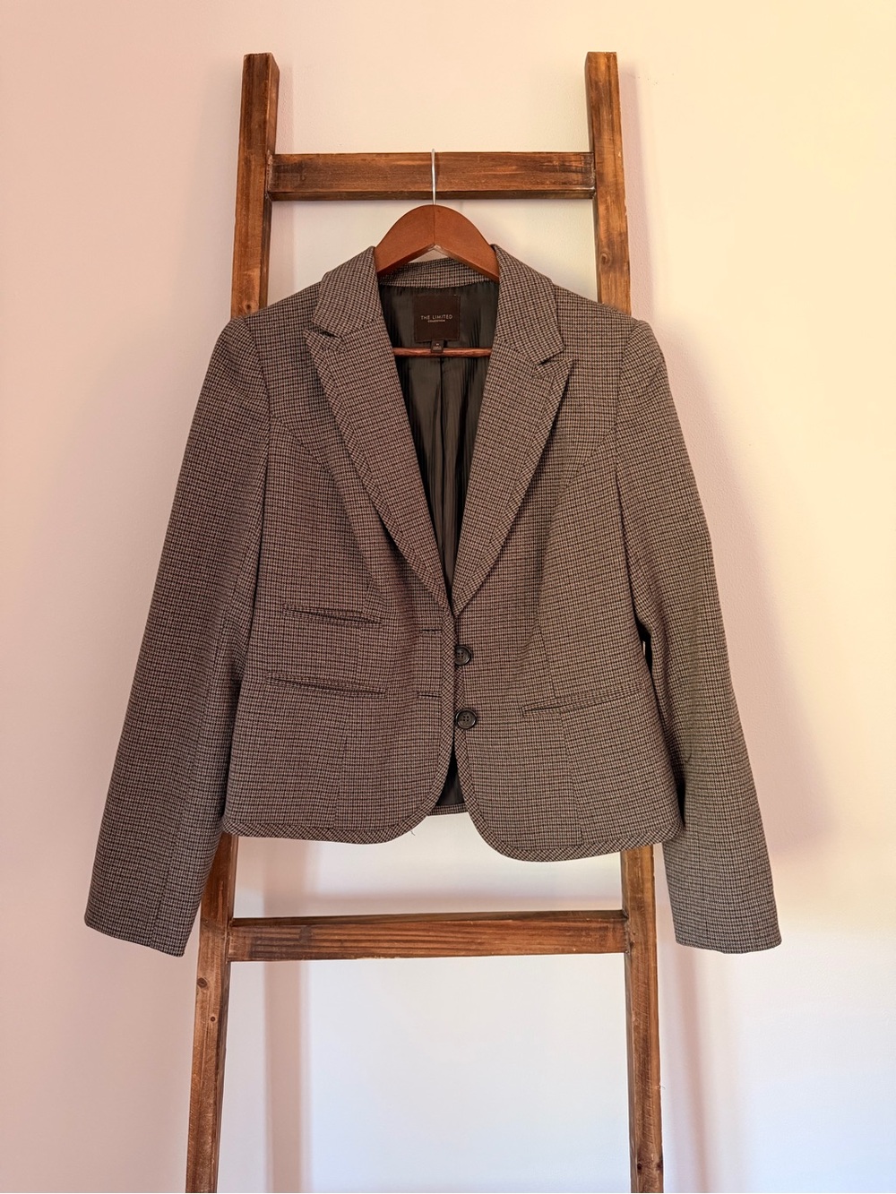 The Limited Brown and Black Houndstooth Blazer